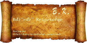 Báró Krisztofer névjegykártya